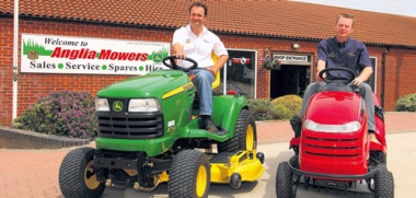 Calvin Pigott and Kevin James at Anglia Mowers
